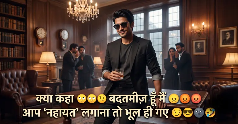Instagram shayari 2 line attitude in Hindi